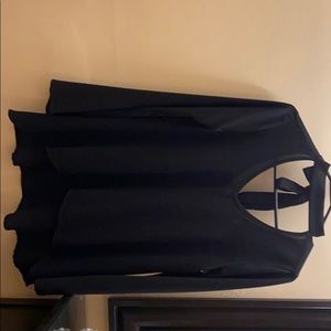 , hi-Lo, black blouse, Coker neck tie, plunge